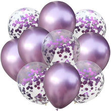 Load image into Gallery viewer, 10pcs/lot 12 inch 5PCS Metal Color +5PCS Confetti Latex Balloons Kids Baby Birthday Party Decoration Balloons Cartoon Hat Toy