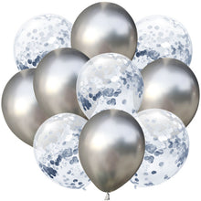 Load image into Gallery viewer, 10pcs/lot 12 inch 5PCS Metal Color +5PCS Confetti Latex Balloons Kids Baby Birthday Party Decoration Balloons Cartoon Hat Toy