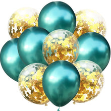 Load image into Gallery viewer, 10pcs/lot 12 inch 5PCS Metal Color +5PCS Confetti Latex Balloons Kids Baby Birthday Party Decoration Balloons Cartoon Hat Toy