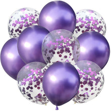 Load image into Gallery viewer, 10pcs/lot 12 inch 5PCS Metal Color +5PCS Confetti Latex Balloons Kids Baby Birthday Party Decoration Balloons Cartoon Hat Toy