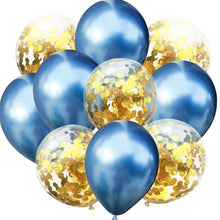Load image into Gallery viewer, 10pcs/lot 12 inch 5PCS Metal Color +5PCS Confetti Latex Balloons Kids Baby Birthday Party Decoration Balloons Cartoon Hat Toy