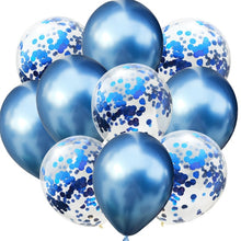 Load image into Gallery viewer, 10pcs/lot 12 inch 5PCS Metal Color +5PCS Confetti Latex Balloons Kids Baby Birthday Party Decoration Balloons Cartoon Hat Toy